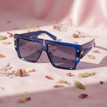 Designer Bold Blue Rectangular Sunglasses for Men