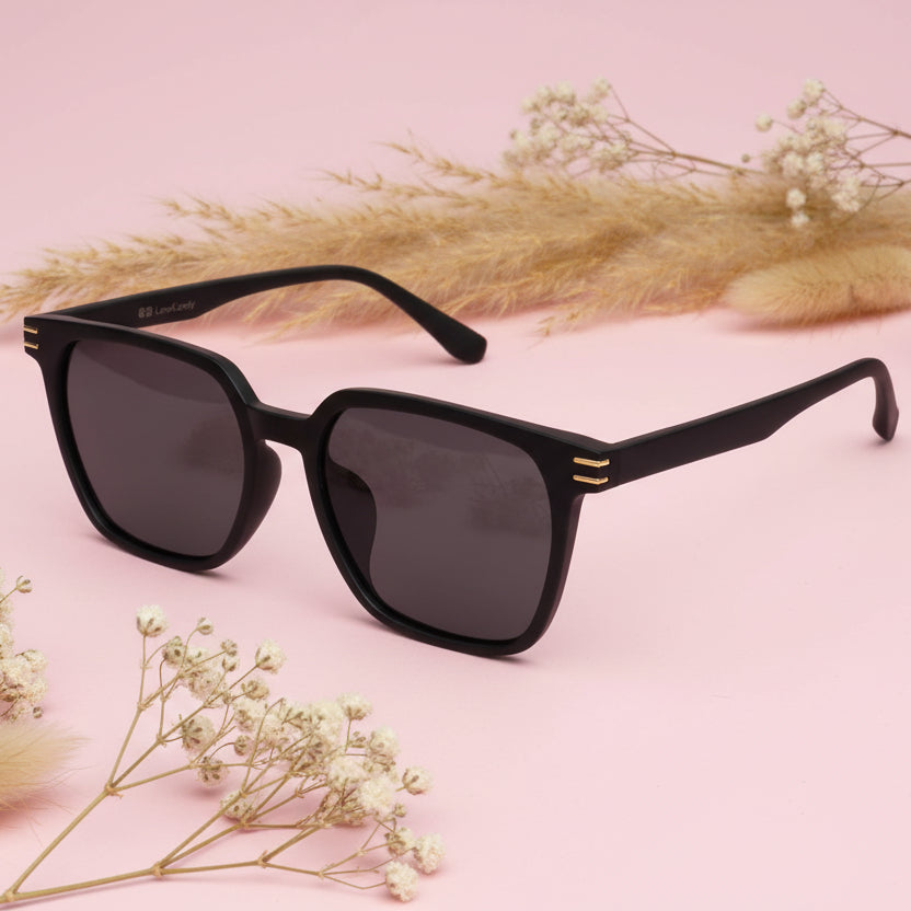 Glossy Black Square Sunglasses For Men LKS3801-GLOSSY BLK