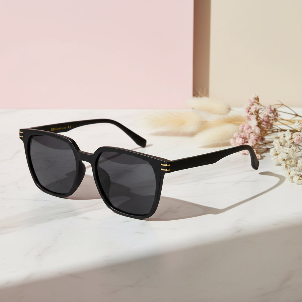 Glossy Black Square Sunglasses For Men LKS3801-GLOSSY BLK