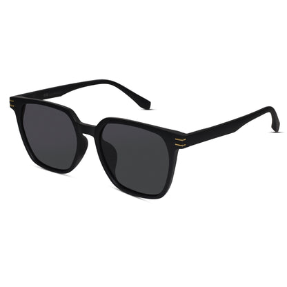 Glossy Black Square Sunglasses For Men