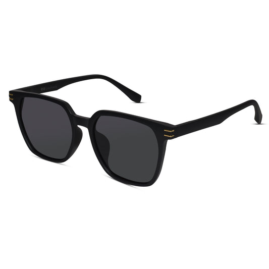 Glossy Black Square Sunglasses For Men