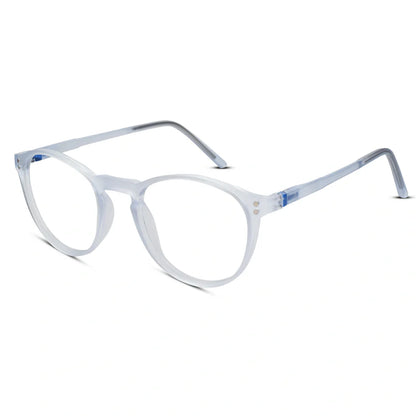 Matt Purple Transparent Round Clip On Eyeglasses For Men & Women