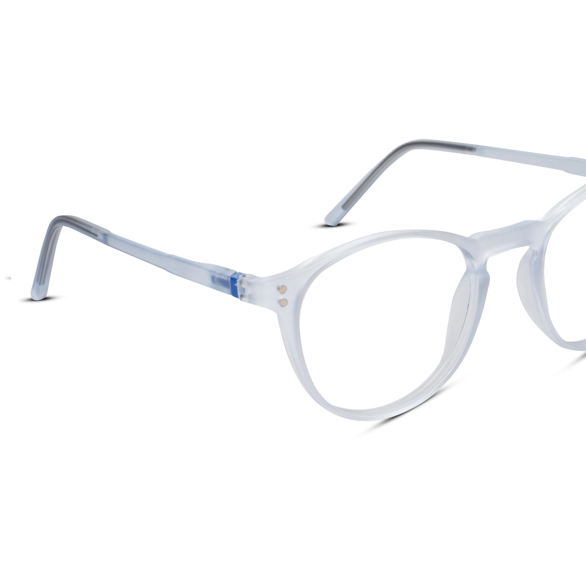 Blue Transparent Round Clip On Eyeglasses For Men & Women LKE1009-TRAN