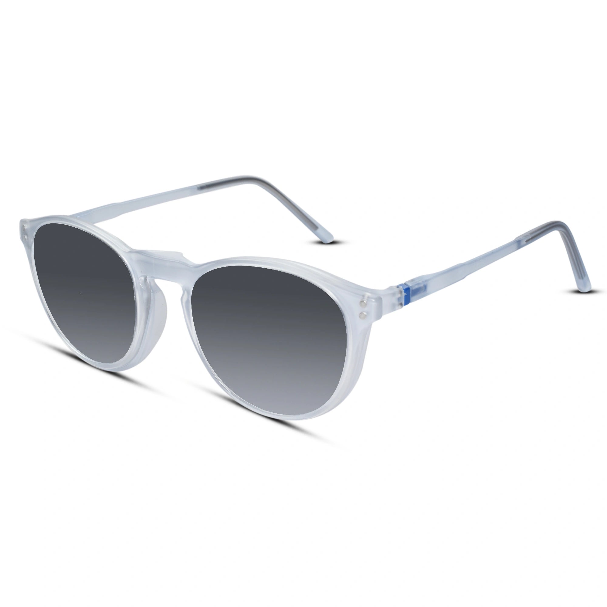 Blue Transparent Round Clip On Eyeglasses For Men & Women LKE1009-TRAN