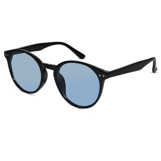 Glossy Black Blue Sunglasses For Women