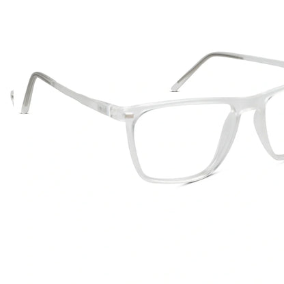 Matt Blue Transparent Rectangular Clip On Eyeglasses For Women & Men