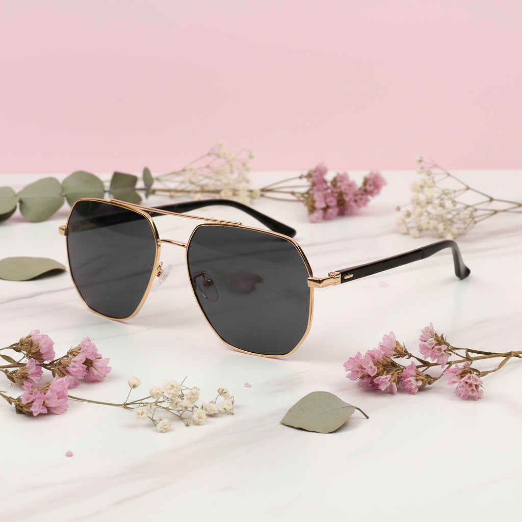 Marshall Black-Gold Sunglasses For Men LKS9921-BLK-GOLD