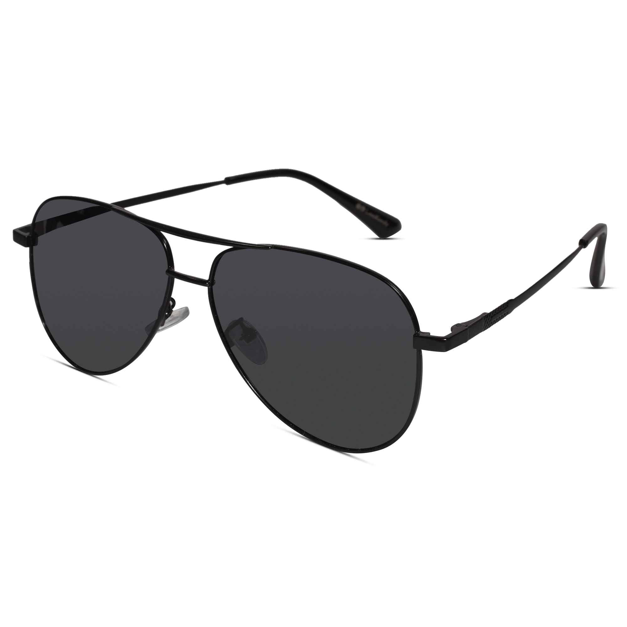 Metal Black Aviator  Sunglasses For Men LKS9922-BLK