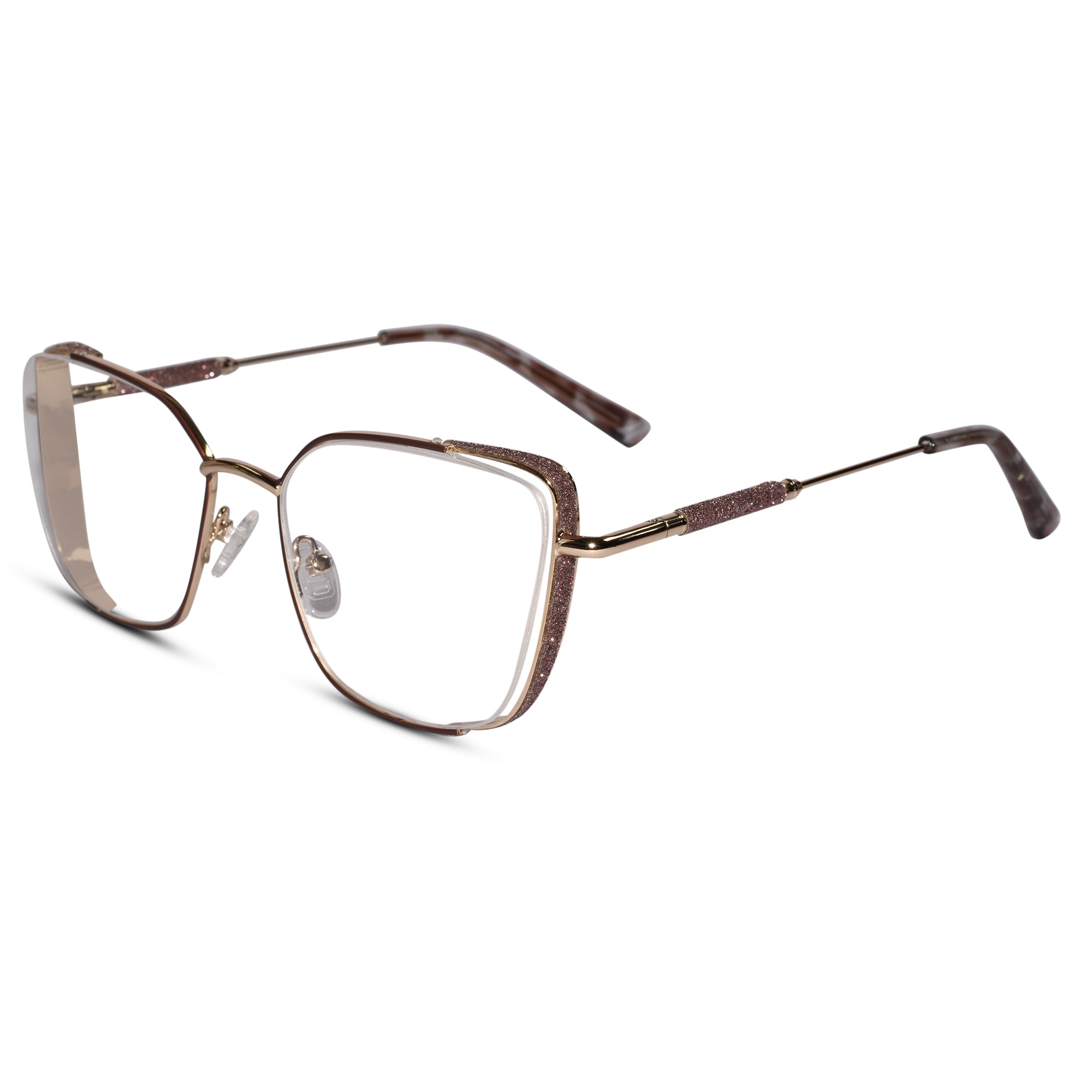 Shiny Brown square computer glasses for men and women; anti-reflective lenses for clear vision