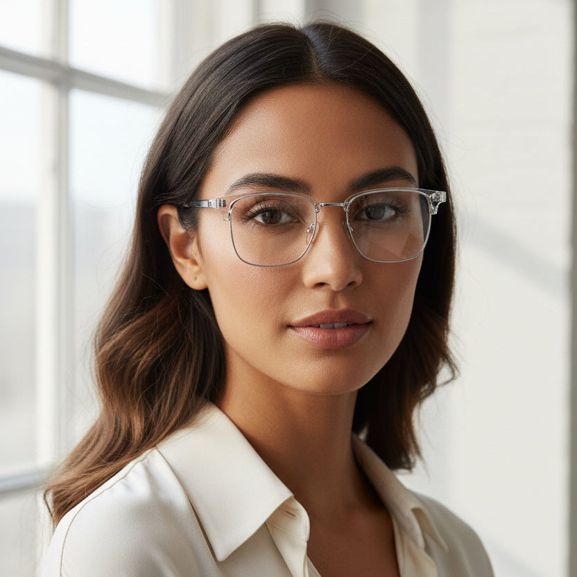LensKandy Premium Full-Rim Transparent Eyeglasses  LKE1006-Transparent