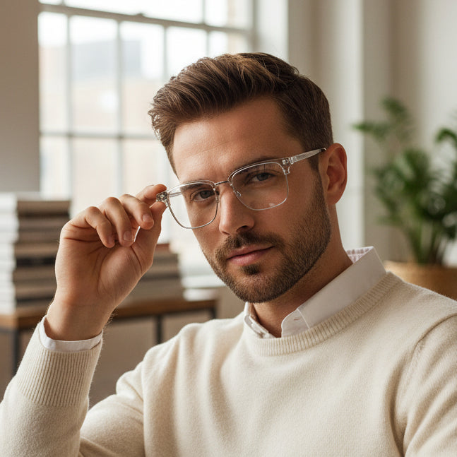 LensKandy Premium Full-Rim Transparent Eyeglasses  LKE1006-Transparent
