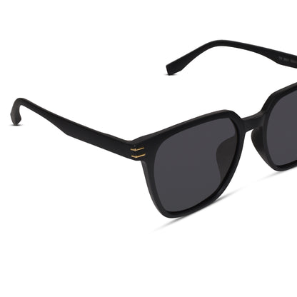 Glossy Black Square Sunglasses For Men