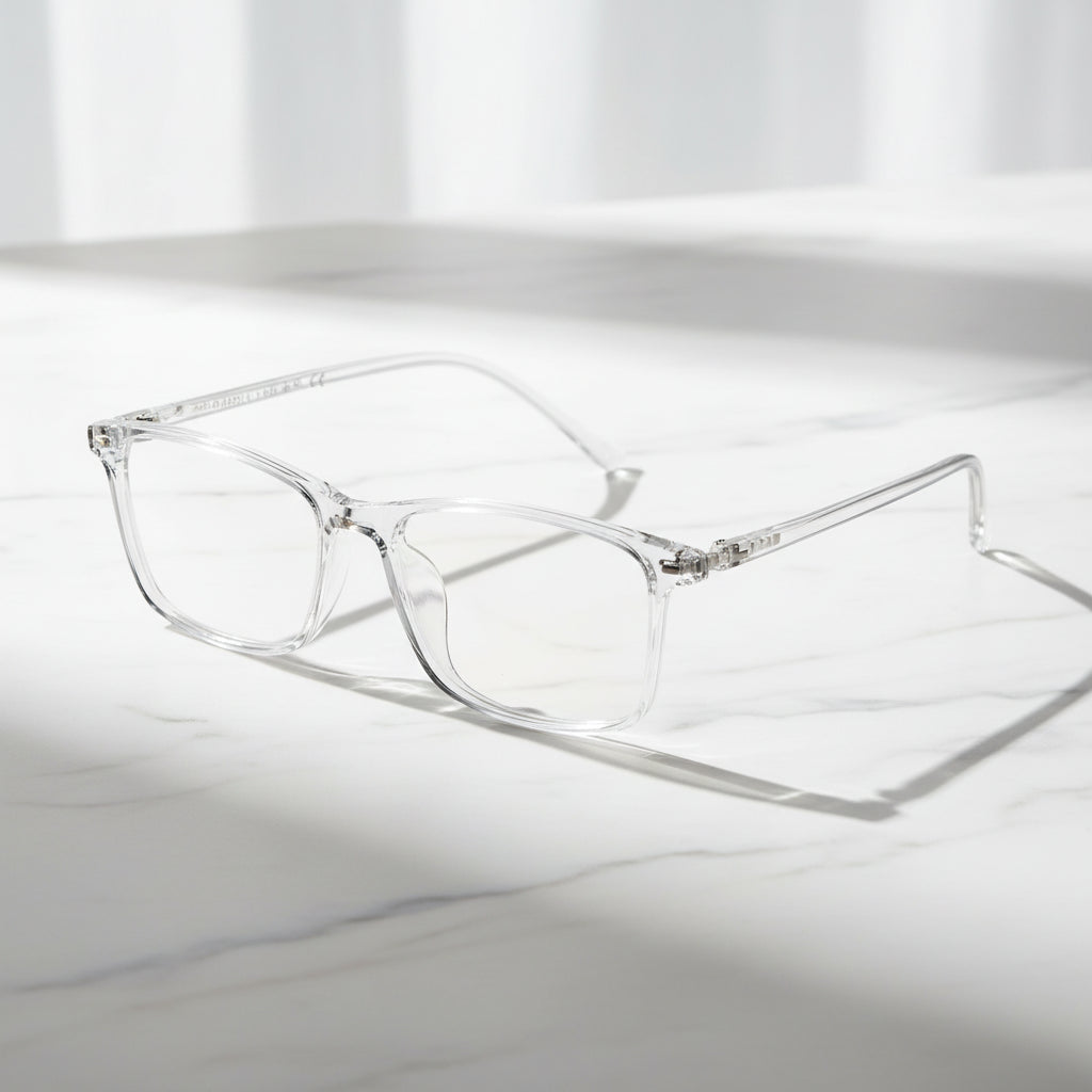 LensKandy Titan Edge Premium Flexible Metal Eyeglass Frames – Transparent | LKE1031-Transparent