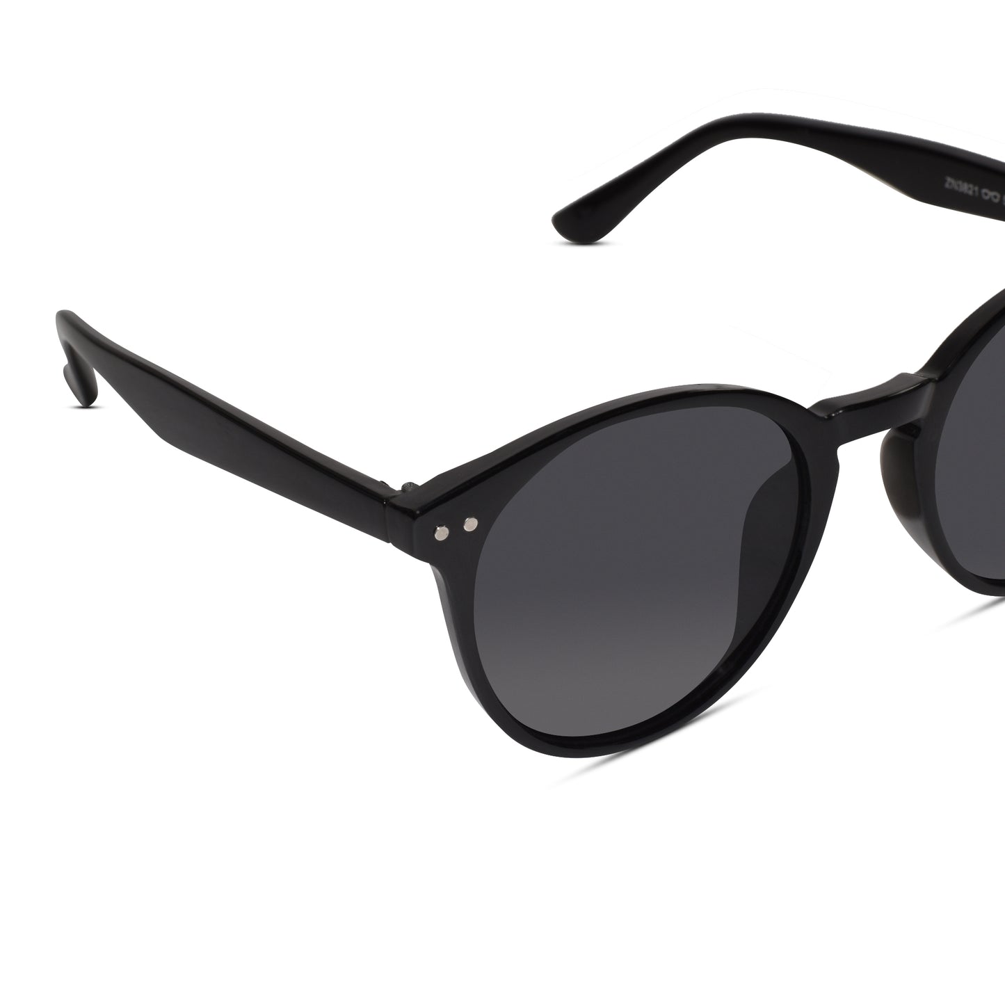 Glossy Black Round Sunglasses For  Women