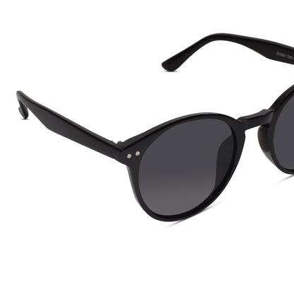Glossy Black Round Sunglasses For  Women