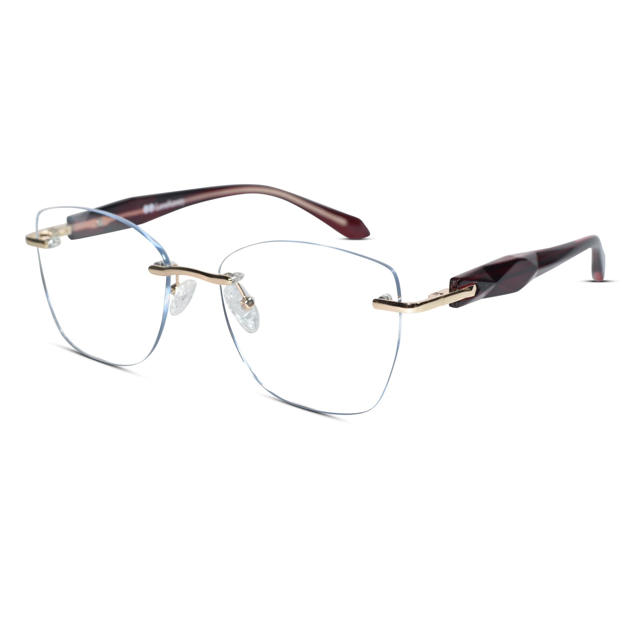Aurelia Grace Crystal Red Rimless Cateye Glasses for Women LKE79016-Red