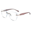 Aurelia Grace Crystal Brown Rimless Cateye Glasses for Women LKE79016-Brown