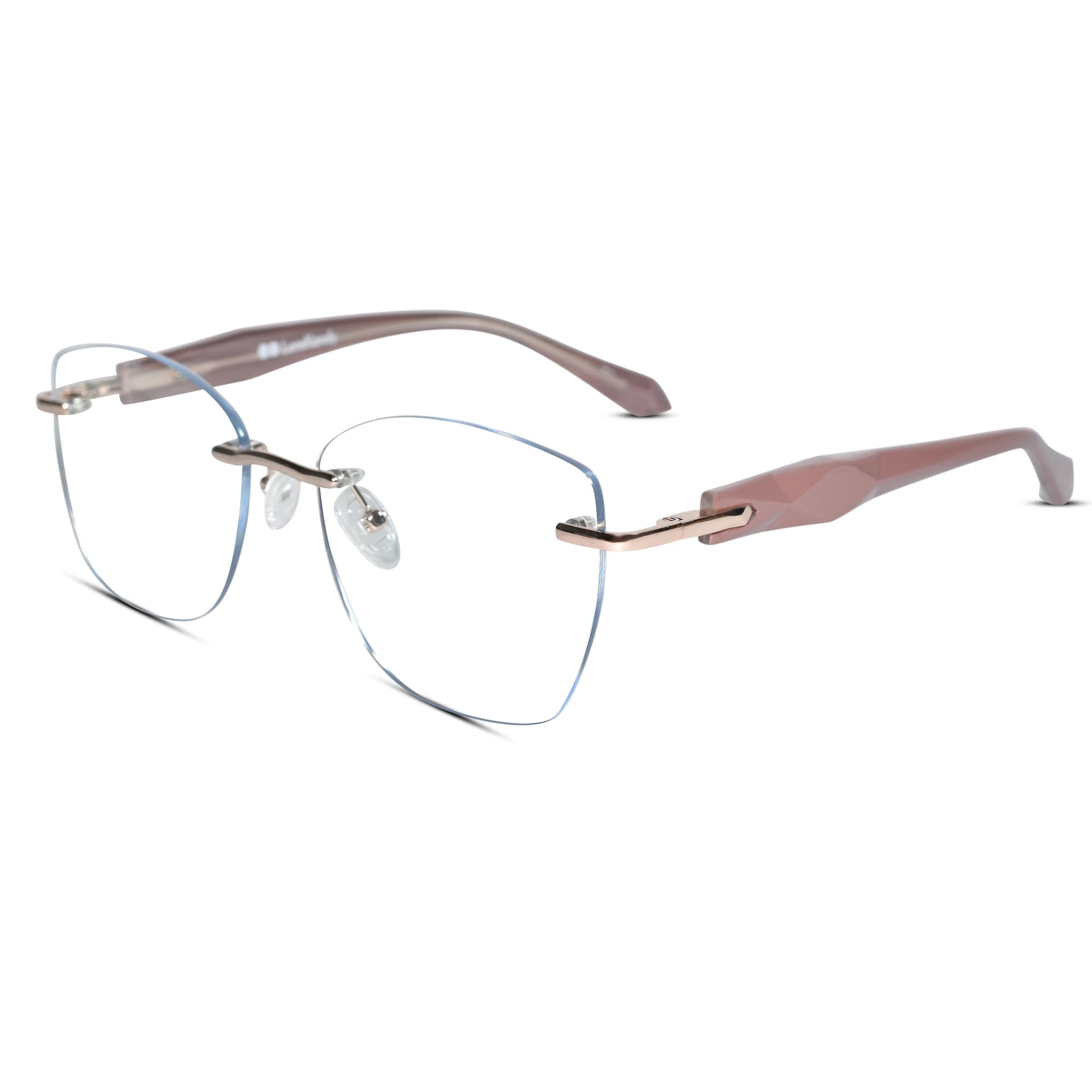 Aurelia Grace Crystal Brown Rimless Cateye Glasses for Women LKE79016-Brown