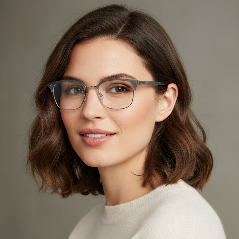 Lenskandy Titan Edge Premium Flexible Metal Eyeglasses for Men LKE71006-Gray