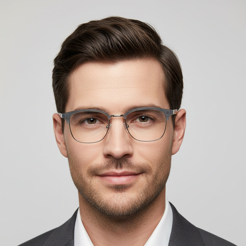 Lenskandy Titan Edge Premium Flexible Metal Eyeglasses for Men LKE71006-Gray