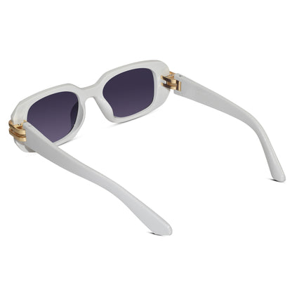 White Bold Rectangular Sunglasses for women & men