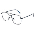 A pair of metal eyeglasses with a thin double-bridge design and clear lenses, shown on a plain white background.