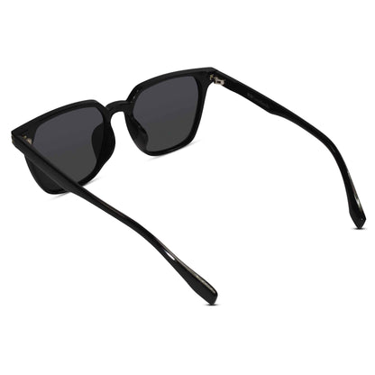 Glossy Black Square Sunglasses For Men