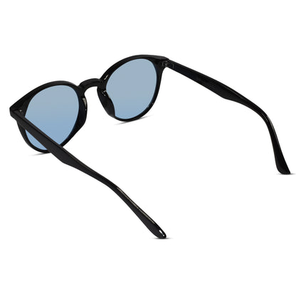 Glossy Black Blue Sunglasses For Women