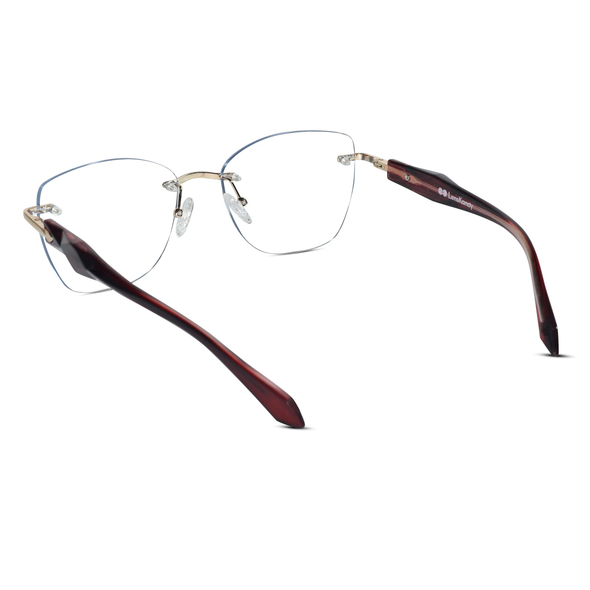 Aurelia Grace Crystal Red Rimless Cateye Glasses for Women LKE79016-Red