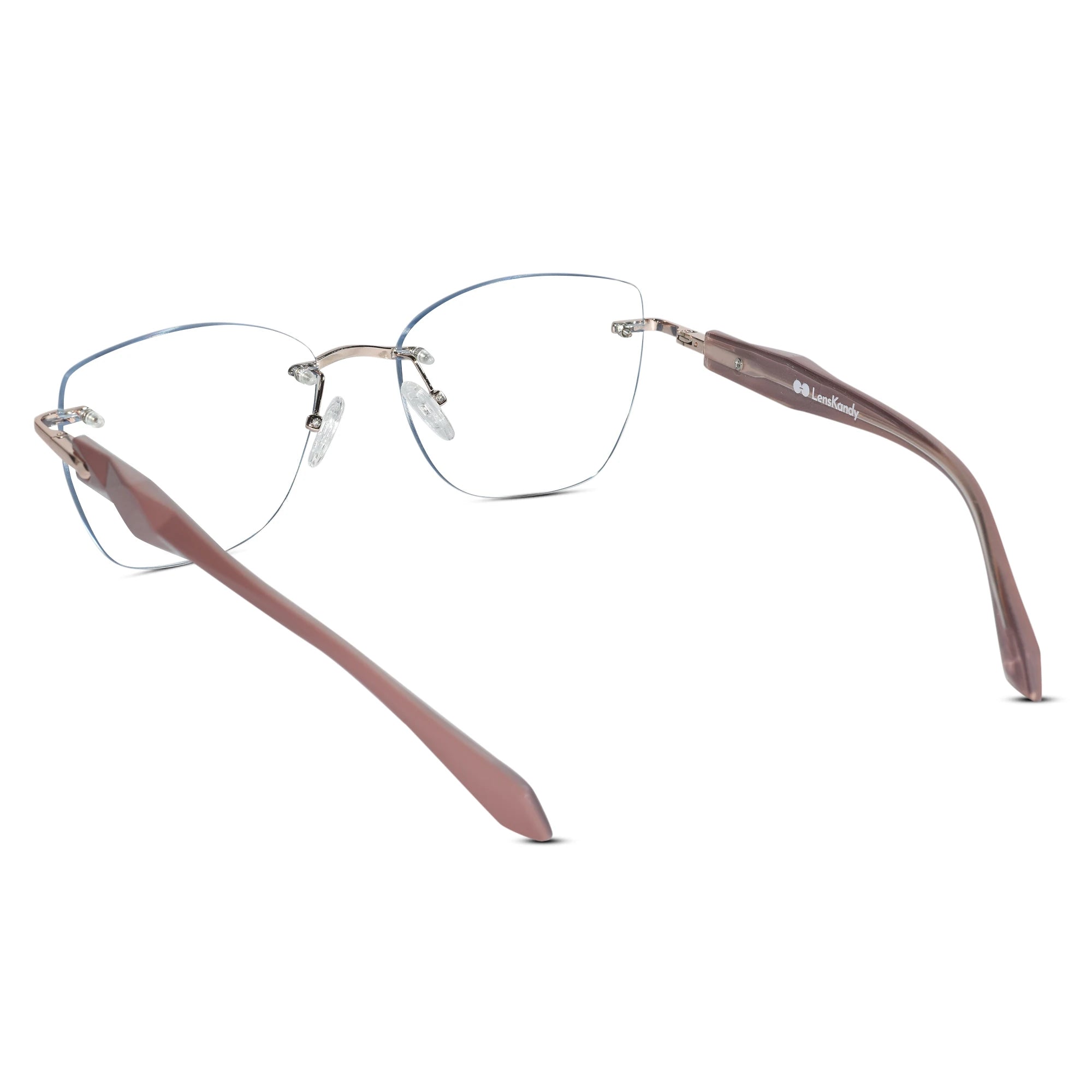 Aurelia Grace Crystal Brown Rimless Cateye Glasses for Women LKE79016-Brown