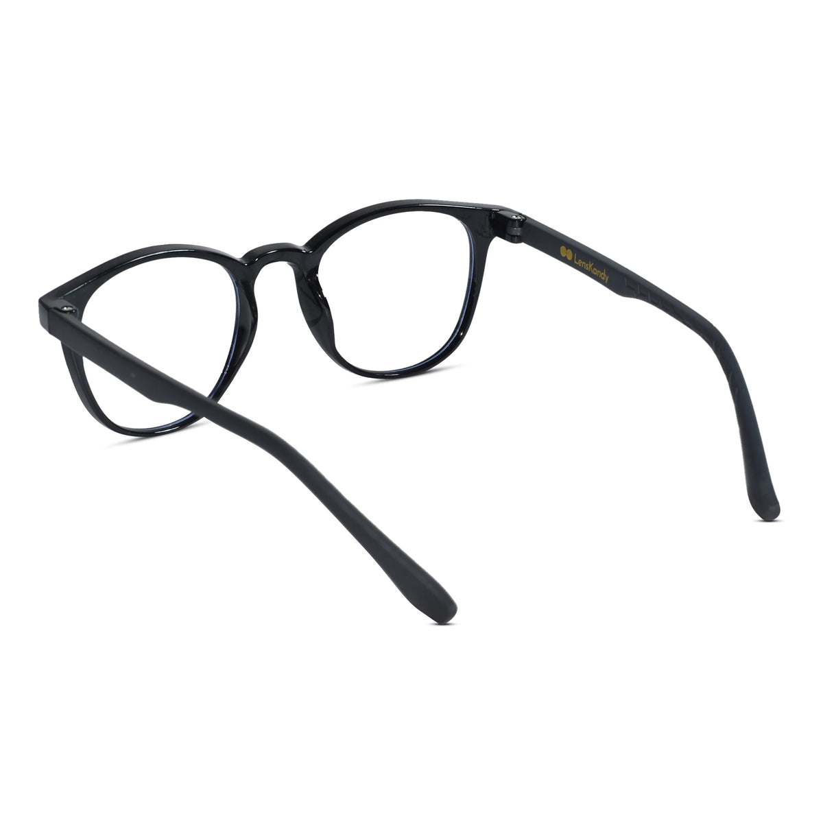Black round eyeglasses with clear lenses and gold 'SOL'S' branding on the temple arm, shown on a solid white background.
