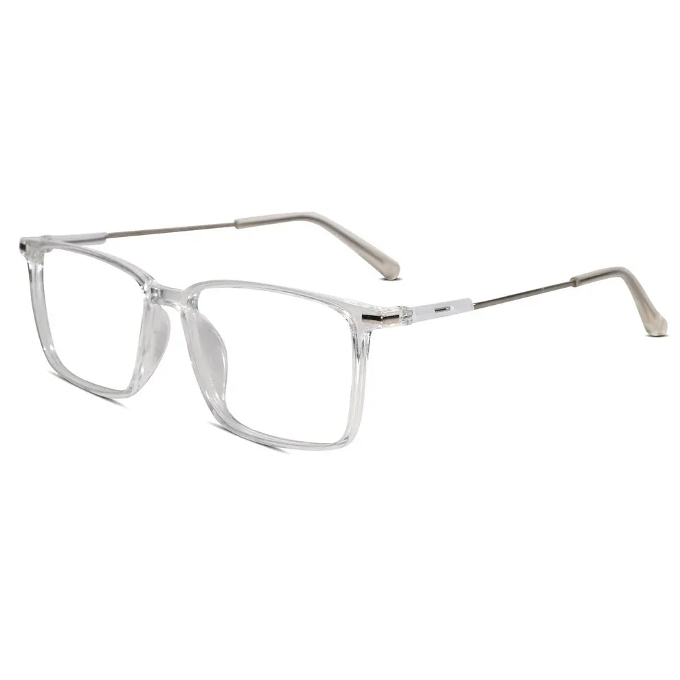 Side view of Transparent Rectangular computer glasses for men and women.Perfect glasses to protect eyes from computer screen