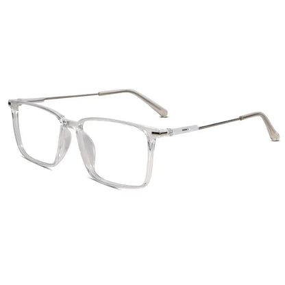 Side view of Transparent Rectangular computer glasses for men and women.Perfect glasses to protect eyes from computer screen