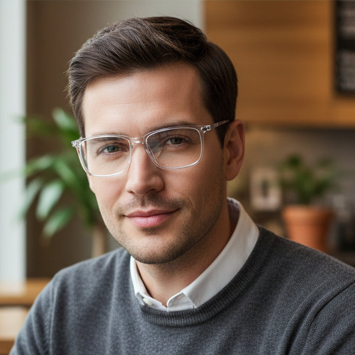 Transparent Rectangular Eyeglasses For Men & Women LKE2802-TRANS