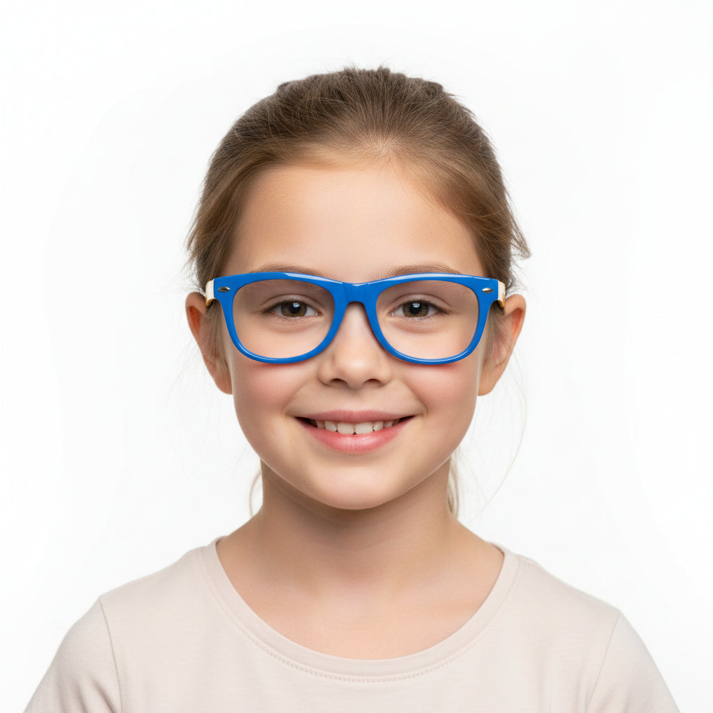 Blue silicon Eyeglasses For kids LKEK8801-BLU-YELLOW
