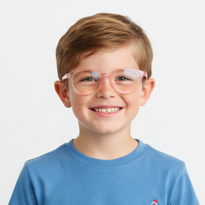 Crystal Pink Rectangular Full Rim Anti Grip Eyeglasses For 5-8 yrs LKEK3121-PNK