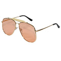 Oversize Golden Avaitor Brown Tint Sunglasses LKS3548