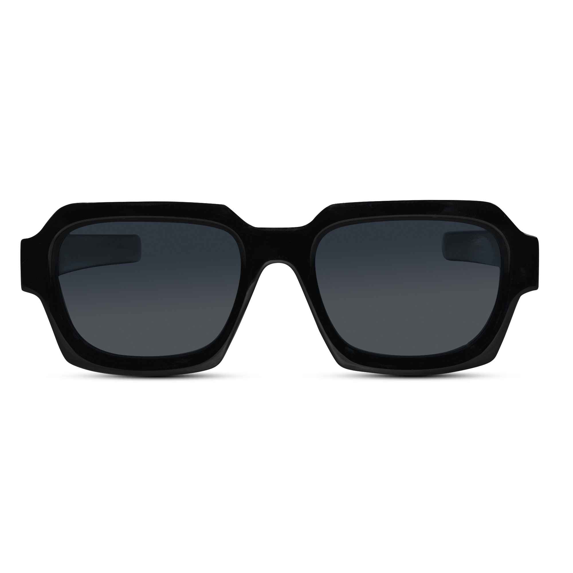 RETRO Dark Black Square Sunglasses For Men & Women LKS2903-GRY