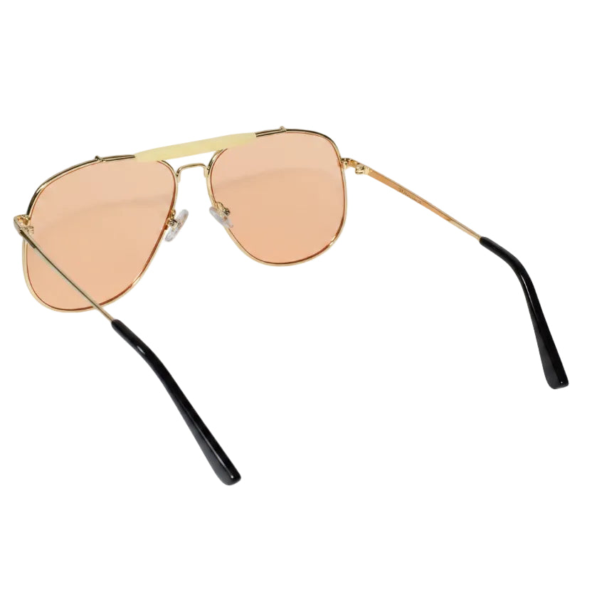 Oversize Golden Avaitor Brown Tint Sunglasses LKS3548