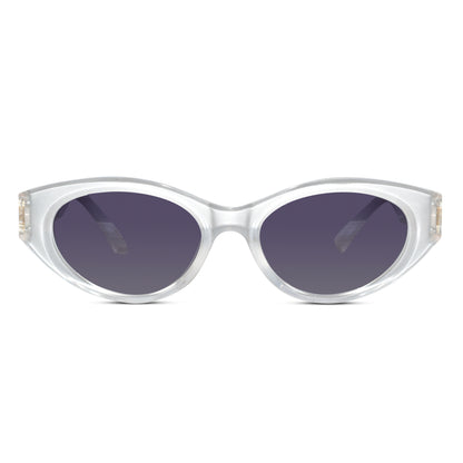 White Matt Cat Eye Sunglasses For Women