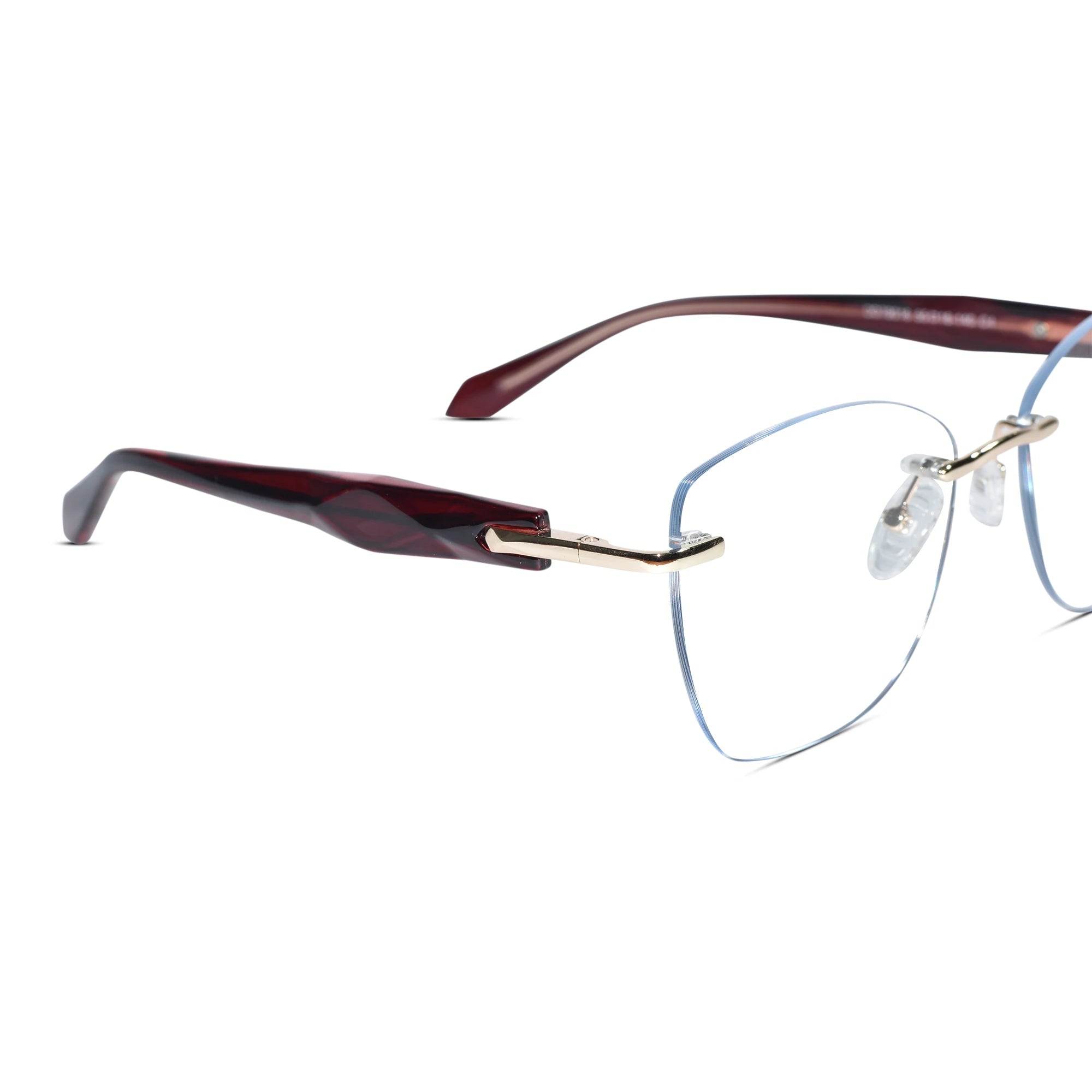 Aurelia Grace Crystal Red Rimless Cateye Glasses for Women LKE79016-Red