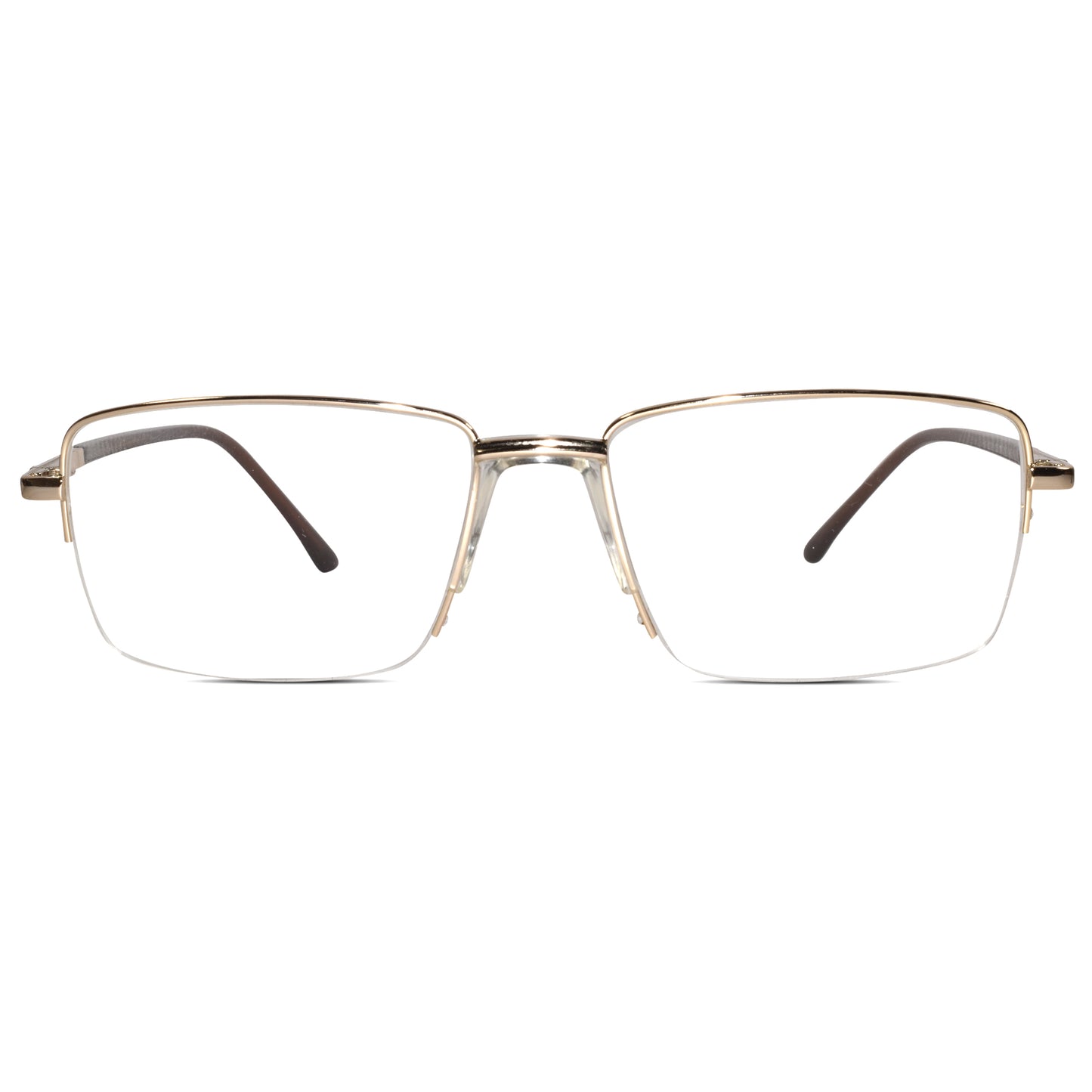 Designer Gold-Brown Half Farme Reactngular Eyeglasses
