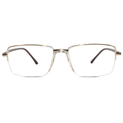Designer Gold-Brown Half Farme Reactngular Eyeglasses