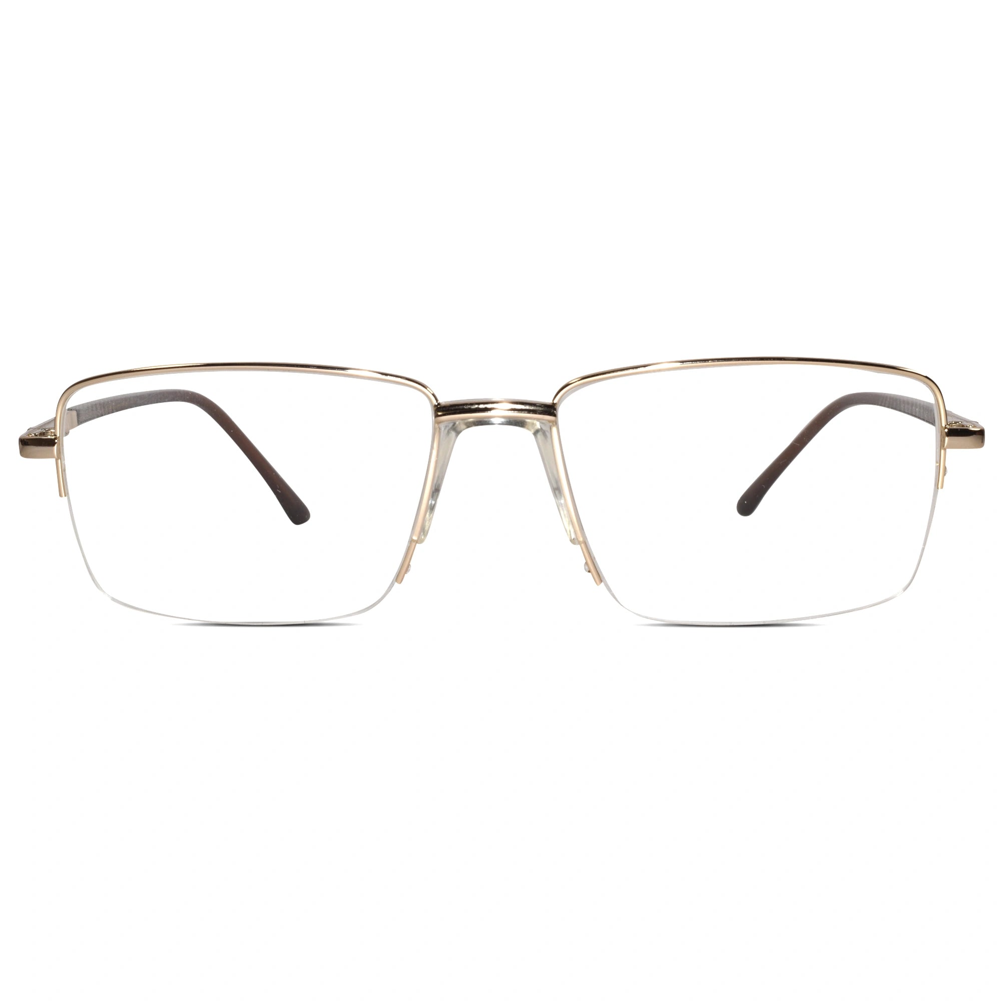 Designer Gold-Brown Half Farme Reactngular Eyeglasses For Men ELE62031-GLD
