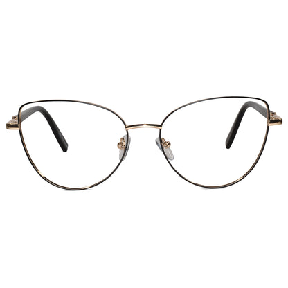 Designer Black-Gold Cat-Eye Eyeglasses For Women