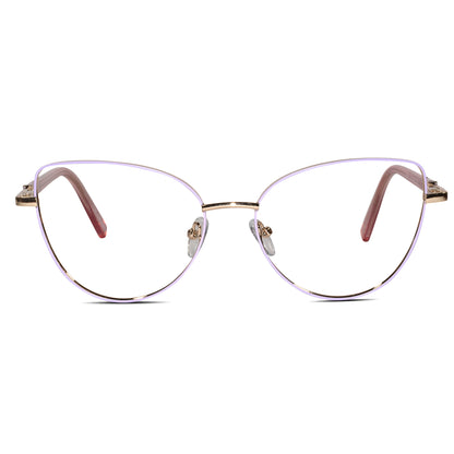 Gold-Pink Cat-Eye Eyeglasses For Women