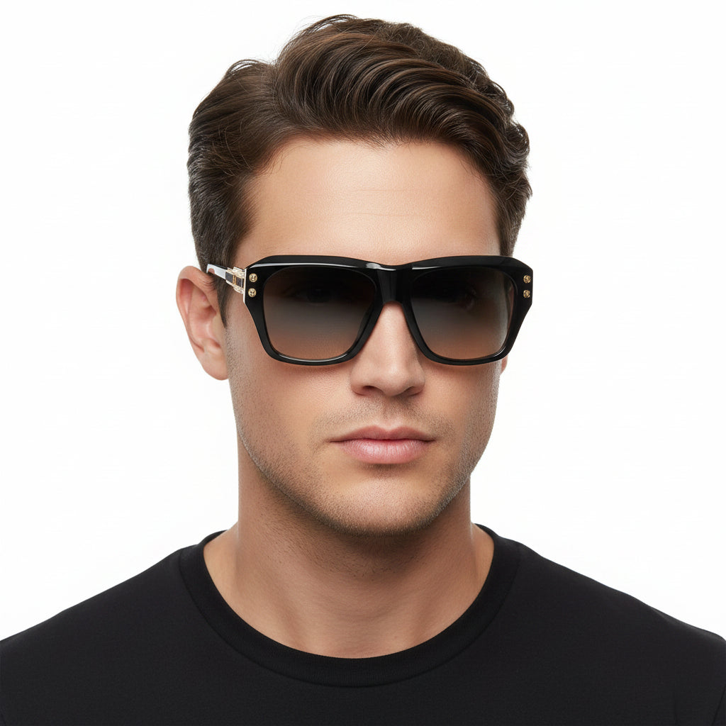 Luxury Designer Square Sunglasses For Men-LKS98216-BLK