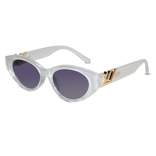 Shiny White Matt Cat Eye Sunglasses For Women