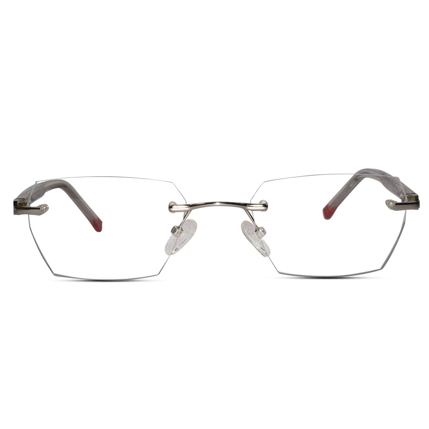 Silver Rectangular Rimless Eyeglasses for  Men & Women