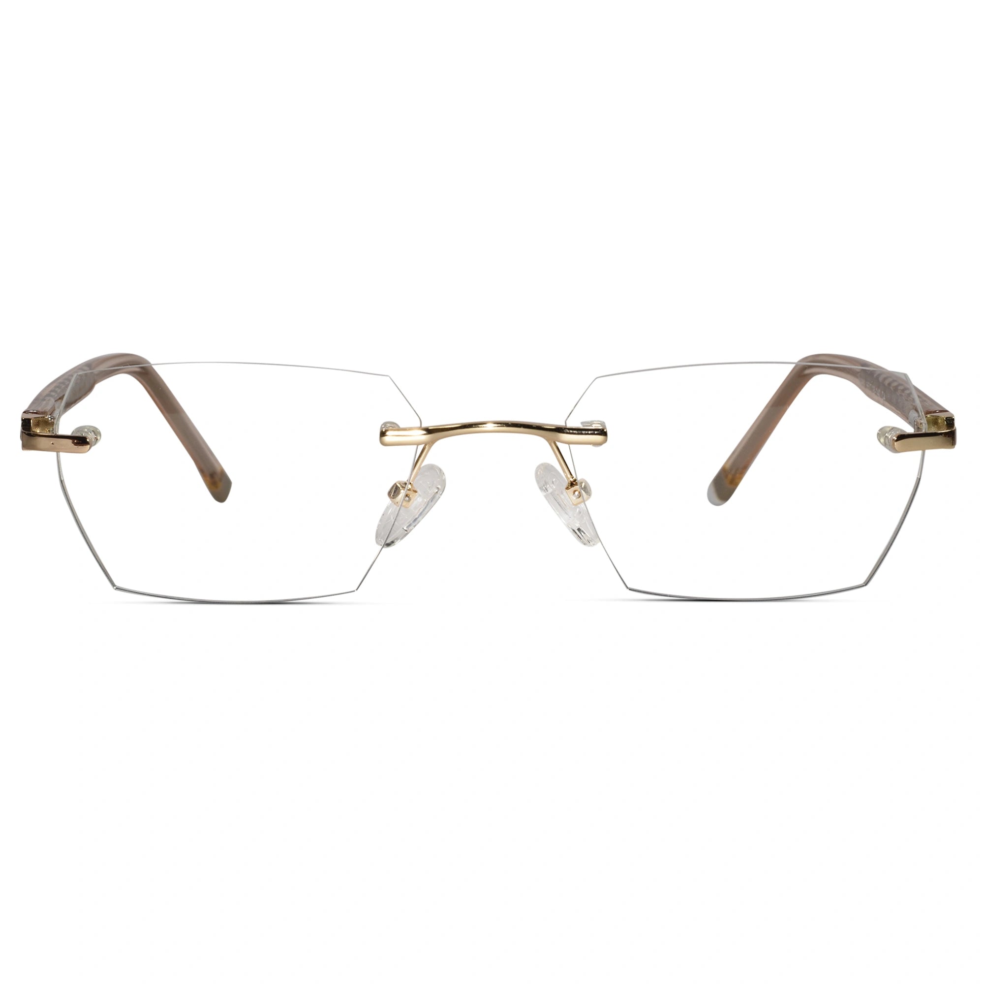 Golden Rimless Reactngular Eyeglasses For Men ELS989-GOLD